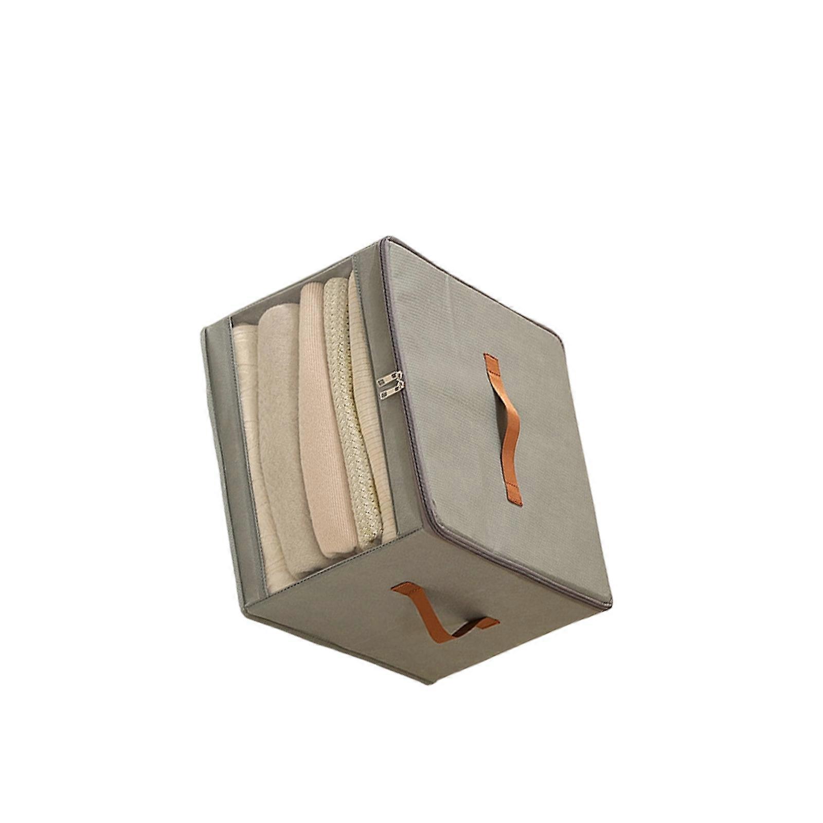 See Through Foldable Clothes Storage Container Moistures Resistant Large Capacity Handles Space Saving Portable Feature  grey