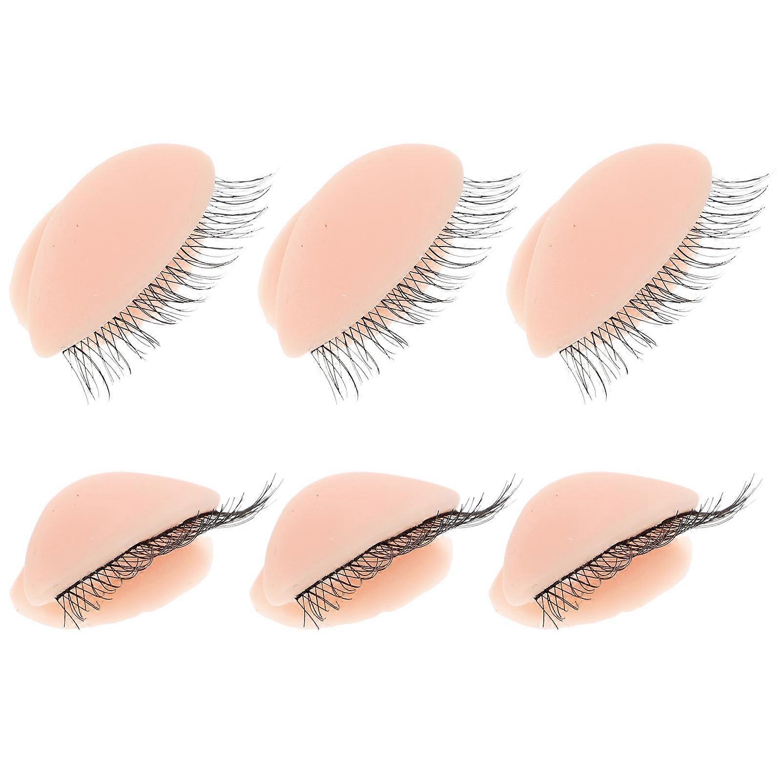 Realistic Eyelash Practice Eyelid Silicone Replacement for Lash Training 3Pairs