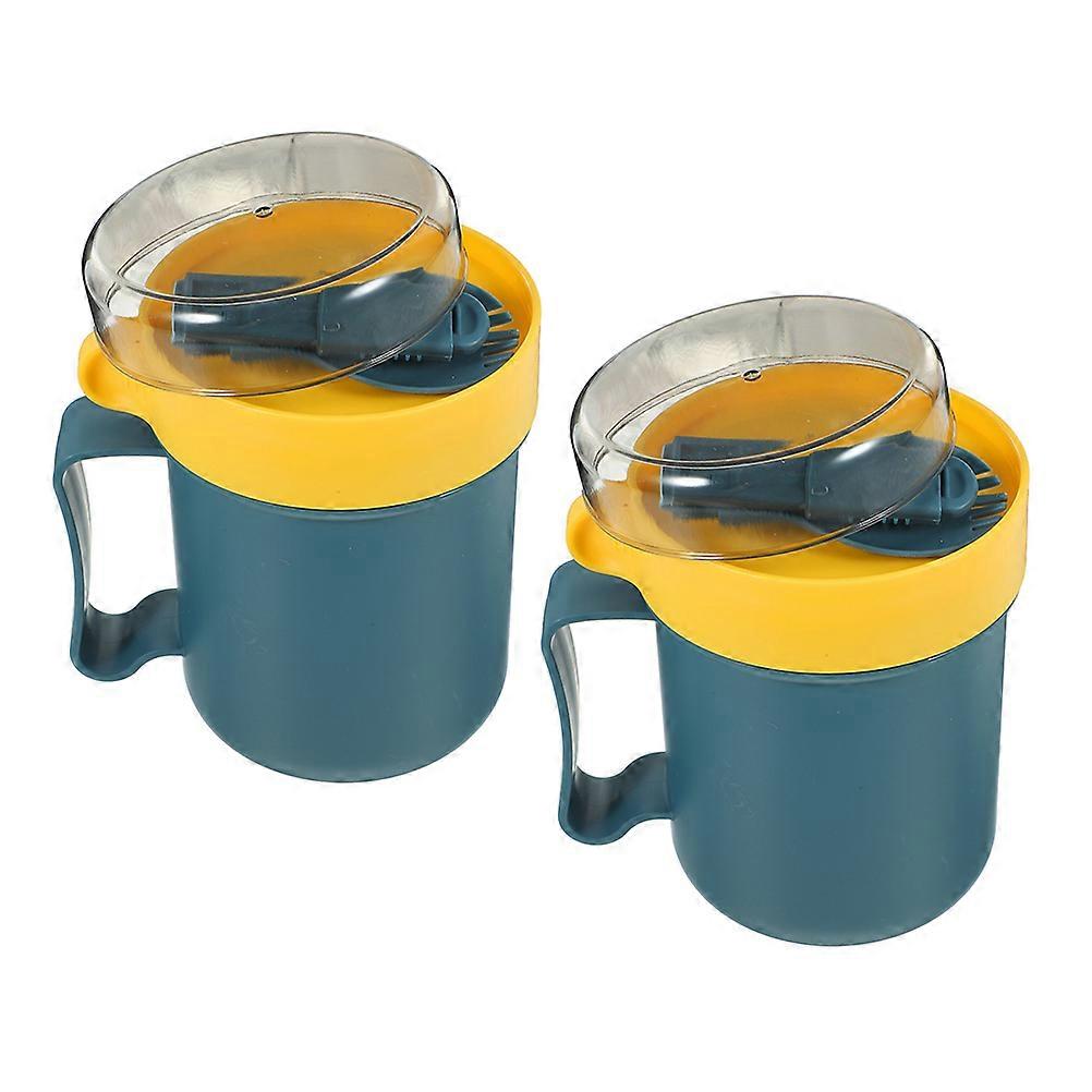 Breakfast Cup Multipurpose Microwave Soup Cup with Lid 2Pcs Set