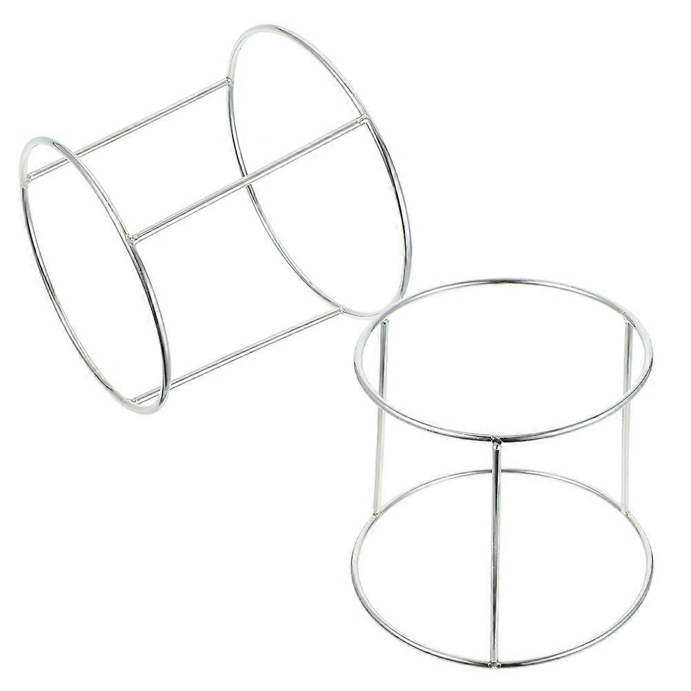 Seafood Plate Rack Double-Layer Pizza Stand 2Pcs Stainless Steel Silver