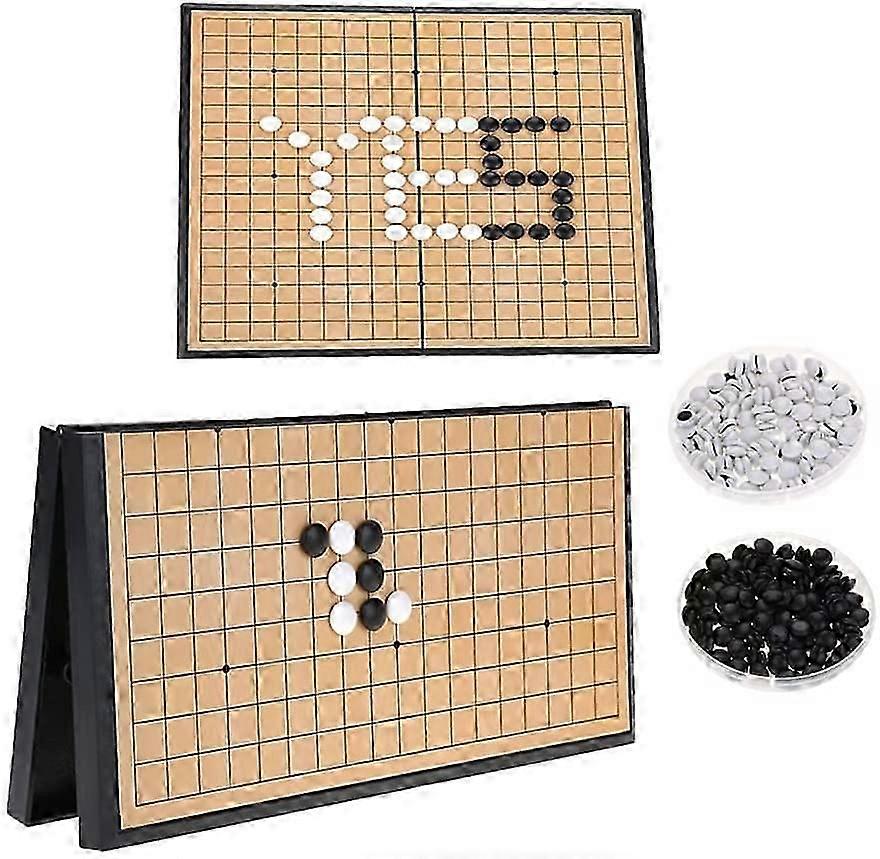 Magnetic Go Game Set, Folding Go Game Board Set Kinesiskt schack set Educational Go brädspel Lätt Weiqi Game Kit för tonåringar barn