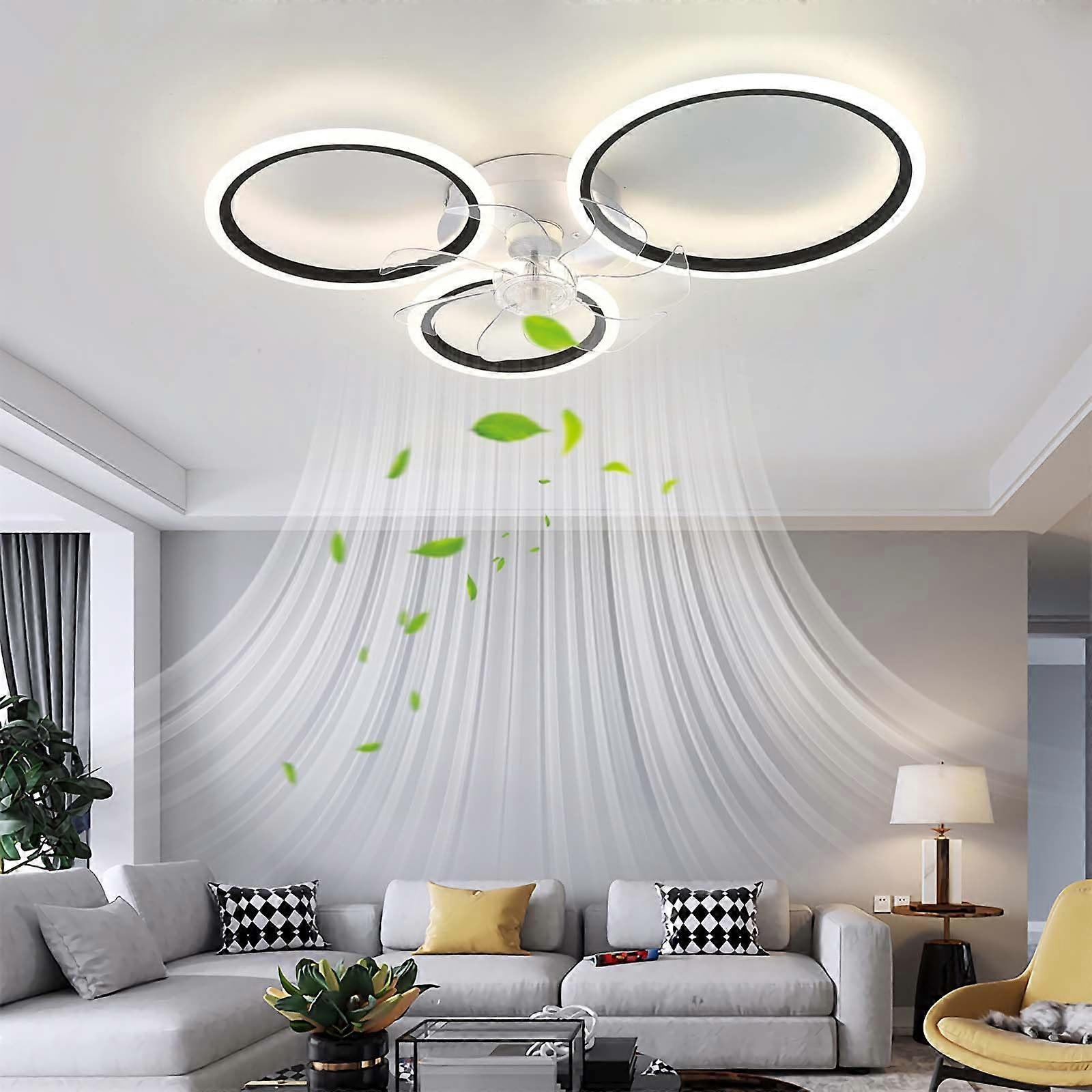 Ceiling Fan Lights with Remote Control, LED Dimmable, Reversible 6 Speed Silent Ceiling Fans for Bedroom and Kitchen, Black