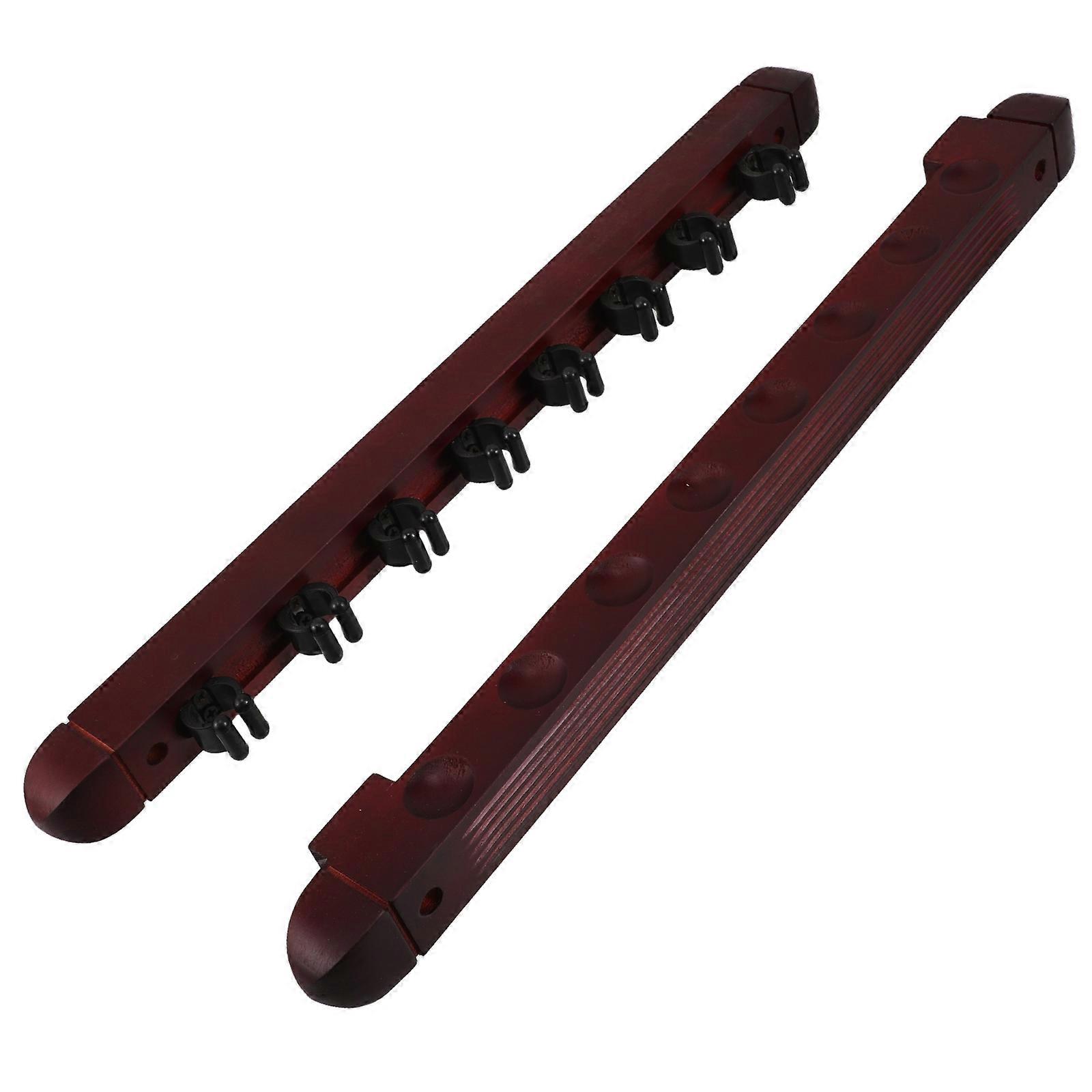 Solid Wood 8-Hole Pool Cue Rack Holder Wall Mounted 1Set Billiard Stand