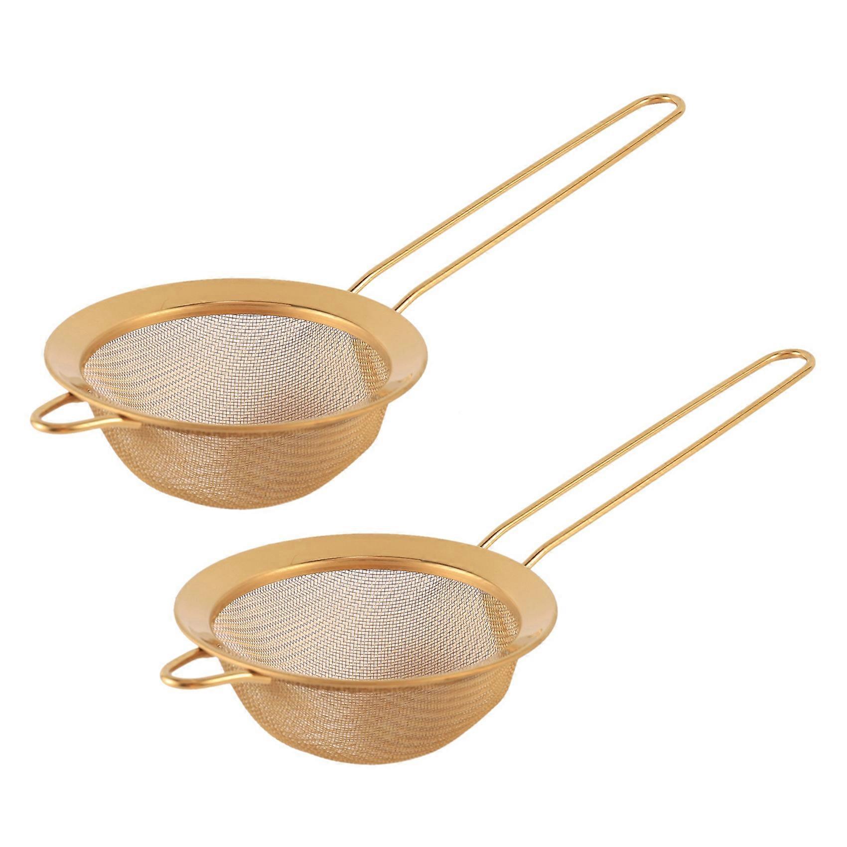 2X Fine Mesh Oil Strainer Golden Flour Sifter Sieve Colanders Flour Coffee Mesh Filter Baking Tools Bakeware S