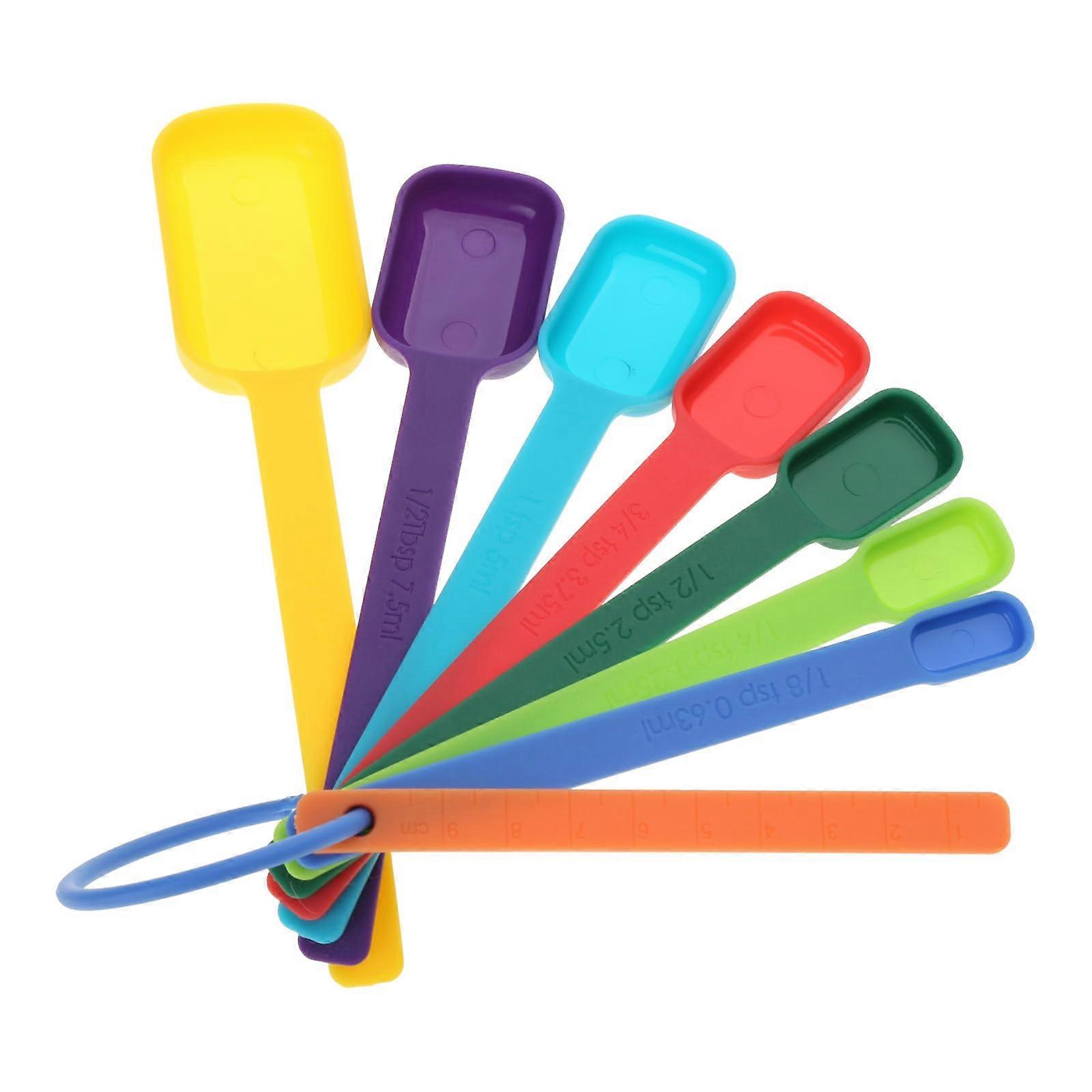 7 Piece Multicolor Measuring Cups and Spoons Set for Baking and Cooking with Easy Read Marks