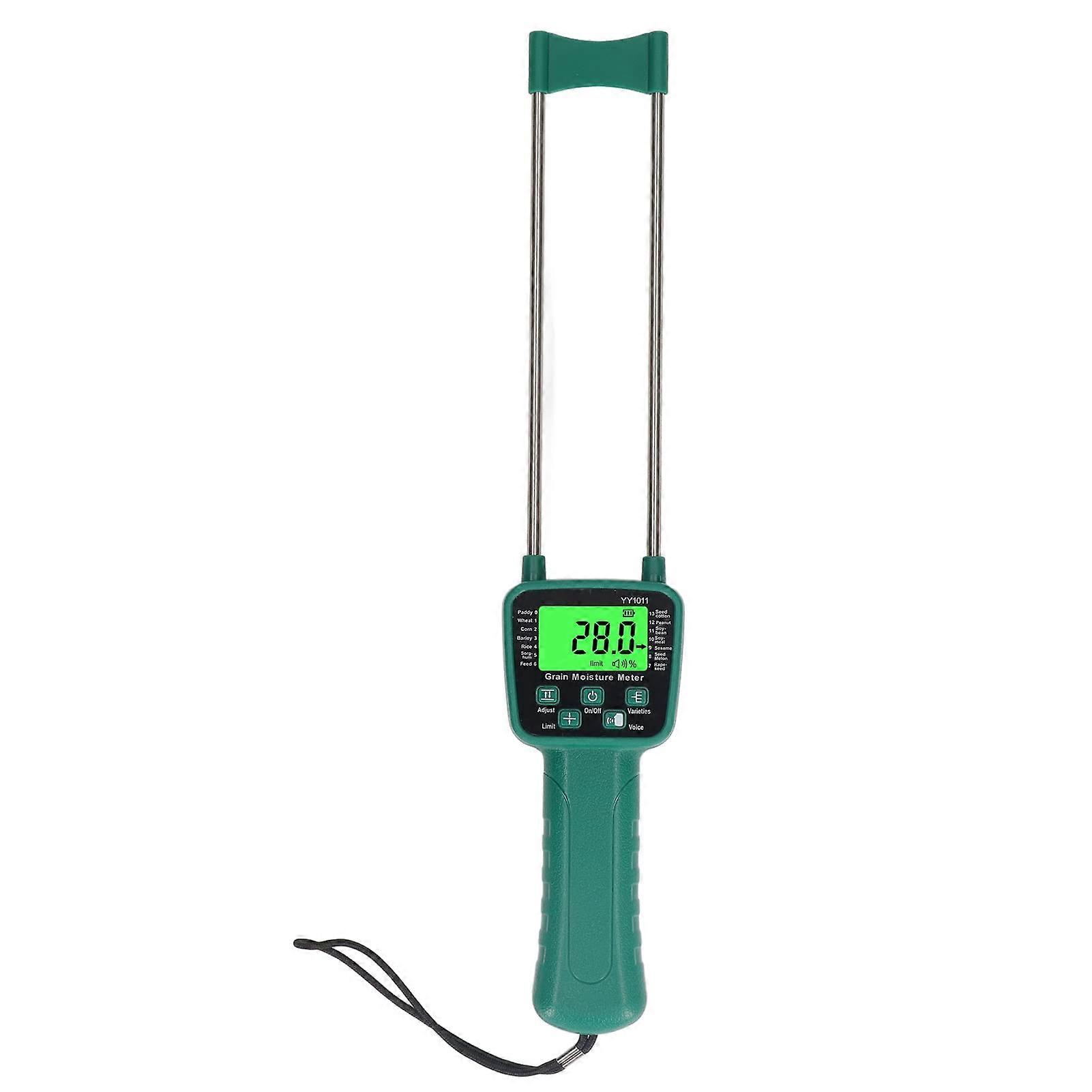 Grain Moisture Meter with Probe, Accurate Digital Tester for Wheat Corn, LCD Backlight and Voice