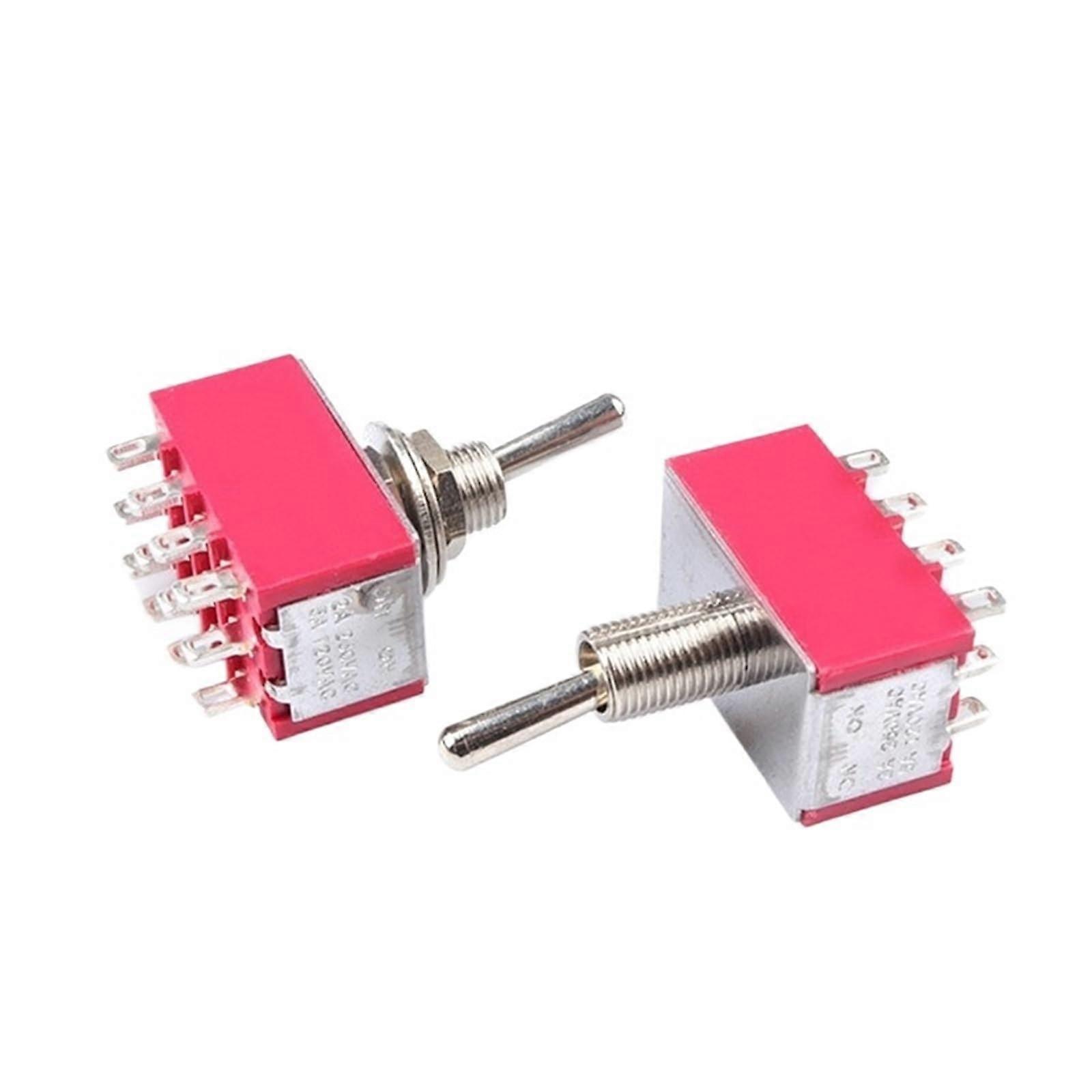 MTS402 Toggle Switch 12 Pins 2 Position ON ON 12P2T Durable Design 5A 120V 2A 250VAC Red