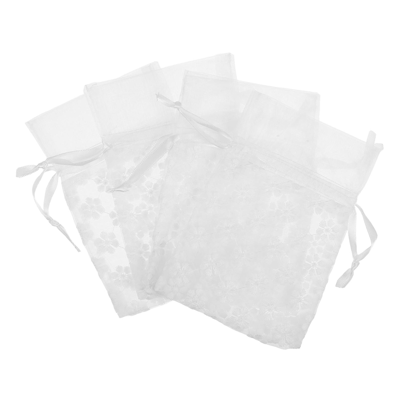 Travel Pouch Mesh Drawstring Bags with Embroidery for 4Pcs