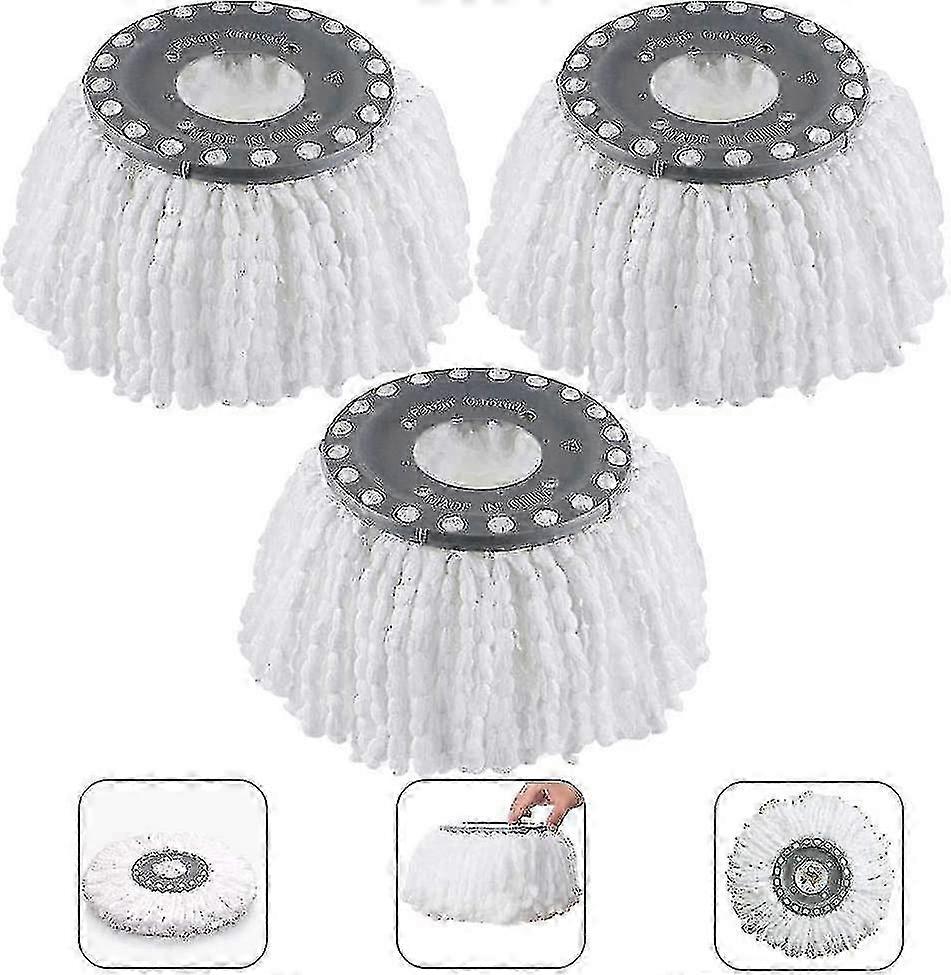 3pcs Microfiber Broom Heads,round Replacement Mop Heads 360 Rotate(diameter16cm)