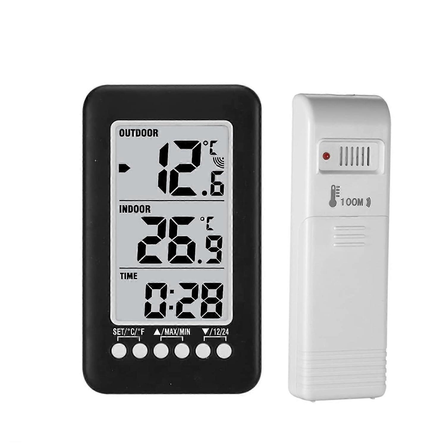 LCD / Digital Wireless Indoor/Outdoor Thermometer Clock Temperature Meter with Transmitter