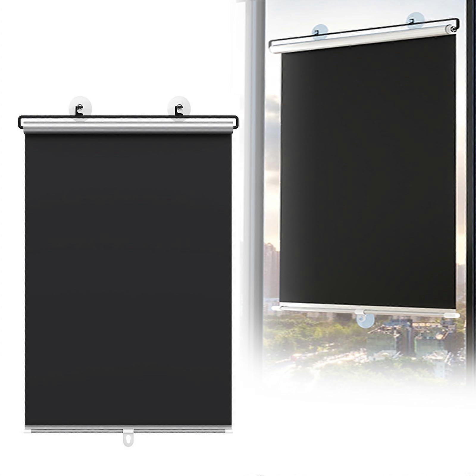 Blackout Roller Shade with Suction Cups, 100% Coverage, Thermal Insulated for Bedroom Office RV, 13x24in