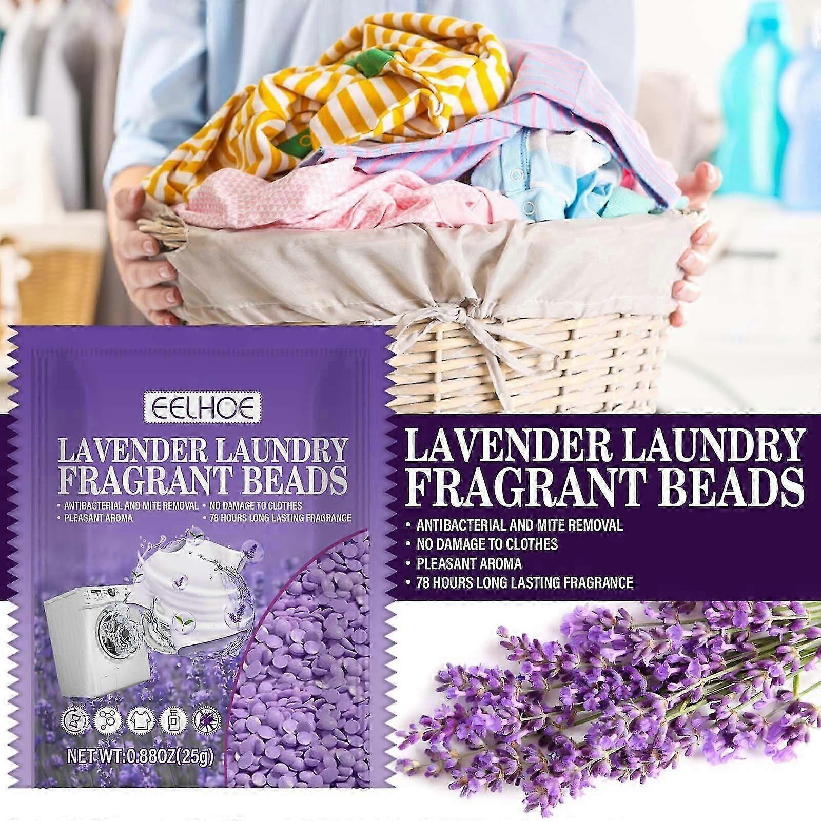 Lavender Laundry Beads - Anti-Mite & Antibacterial Fabric Softener with Long-Lasting Fragrance, Easy to Use, 25g