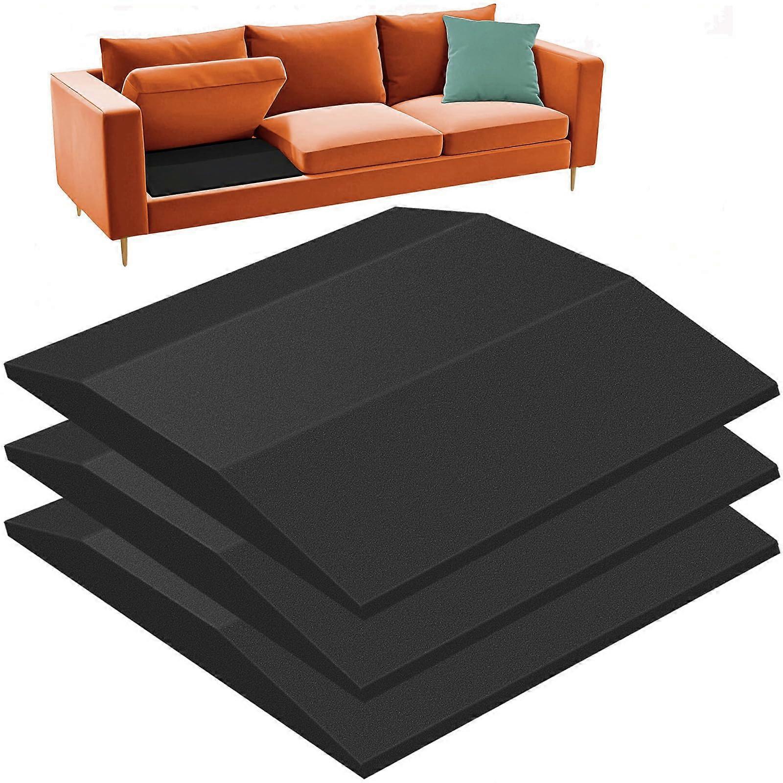 Set of 3 Black Trapezoidal Sofa Cushion Support, Density Foam Insert for Sagging Couch