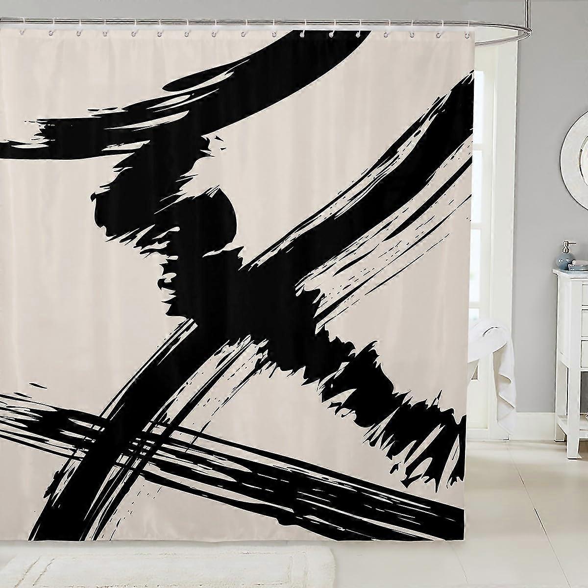 Extra Long Waterproof Polyester Shower Curtain 72x84 Modern Geometric Bathroom Decor with Hooks
