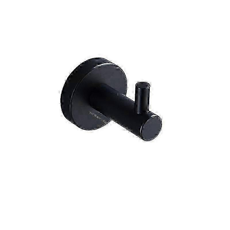 Black Stainless Steel Bath Set: Hooks, Holder, Brush