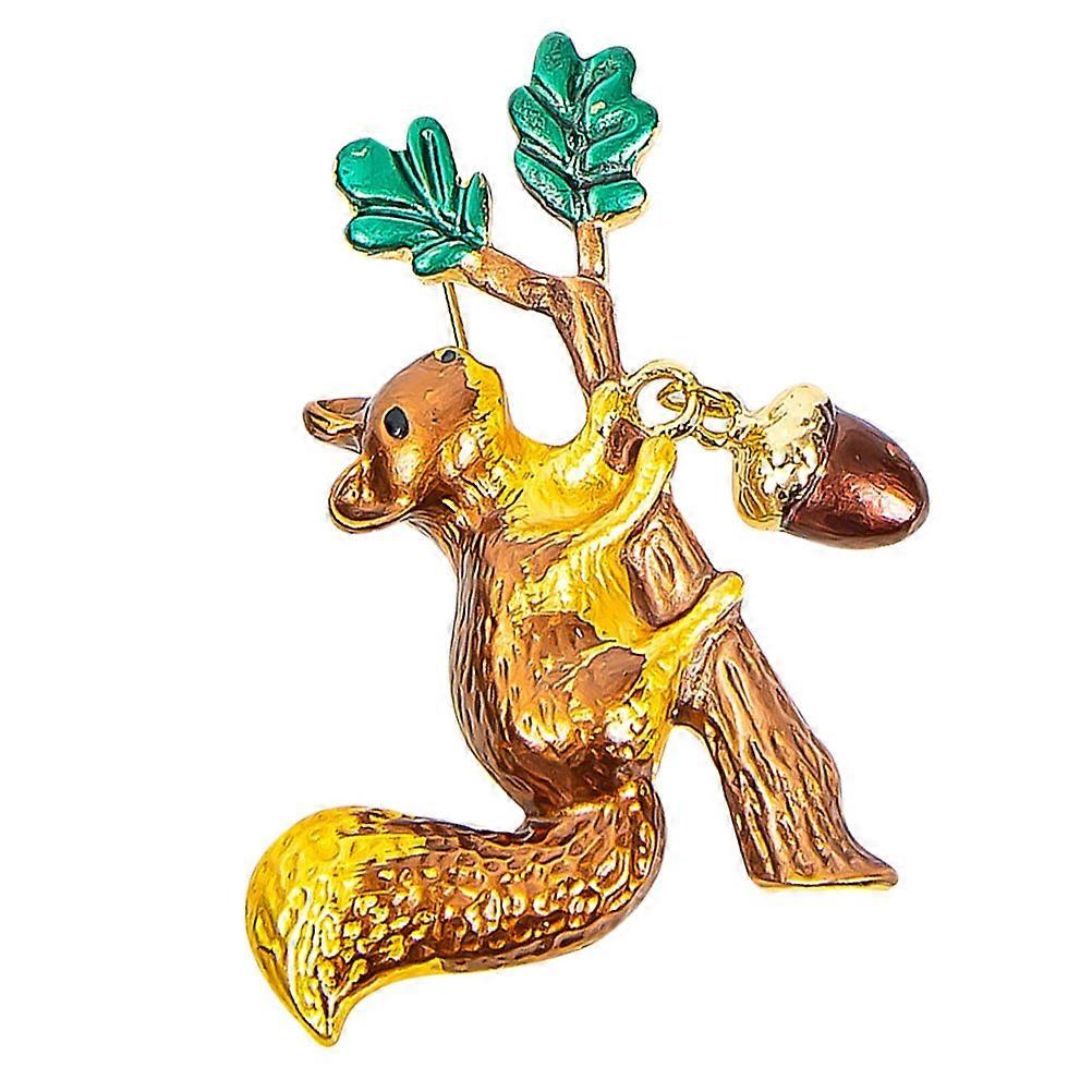 Rhinestone Squirrel Brooch Cartoon Squirrel Shape Different Occasions Golden 1Pack