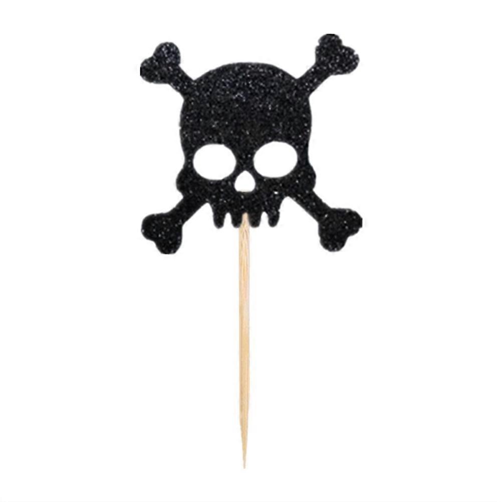 Halloween Cake Insert Card Skull Head for Cake Decoration 12Pcs