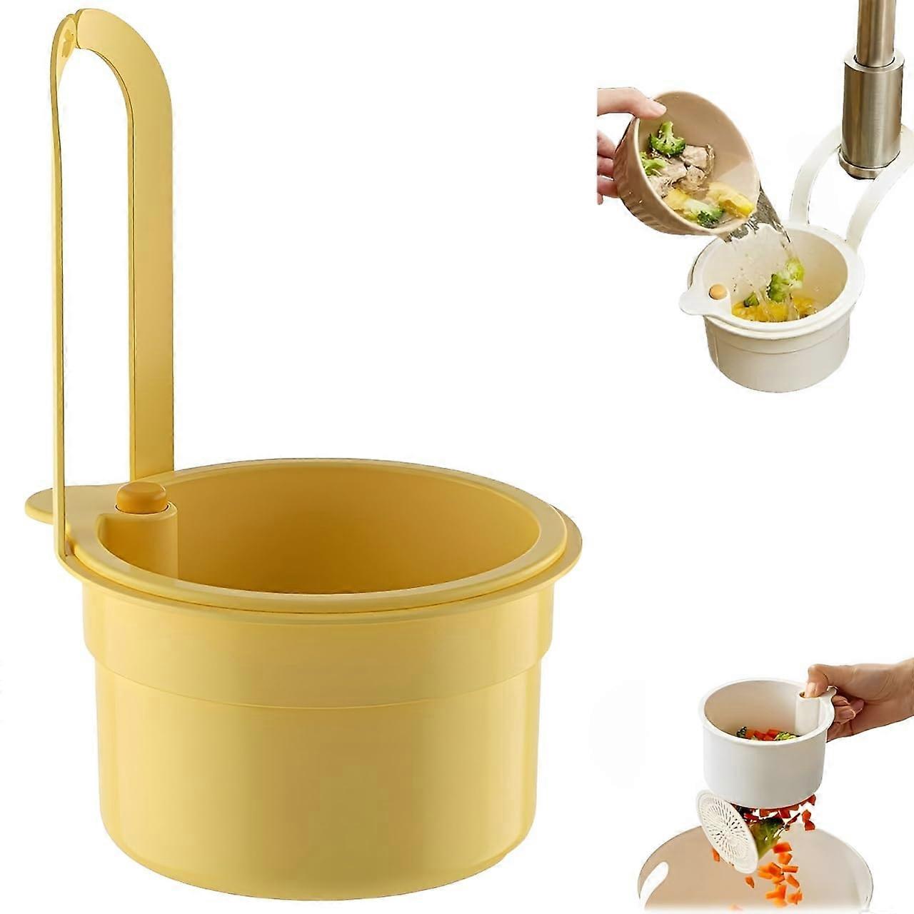 Sink Strainer Basket with Adjustable Hanging Design, Quick Disposal Kitchen Sink Filter, Yellow