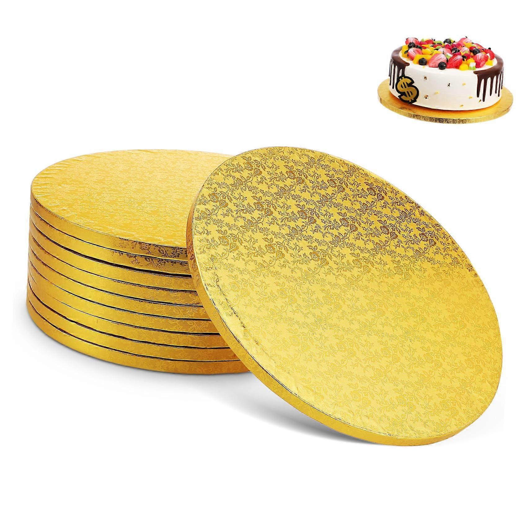 10pcs Large Round Cake Boards with Elegant Pattern for Wedding Birthday and Secure Transport