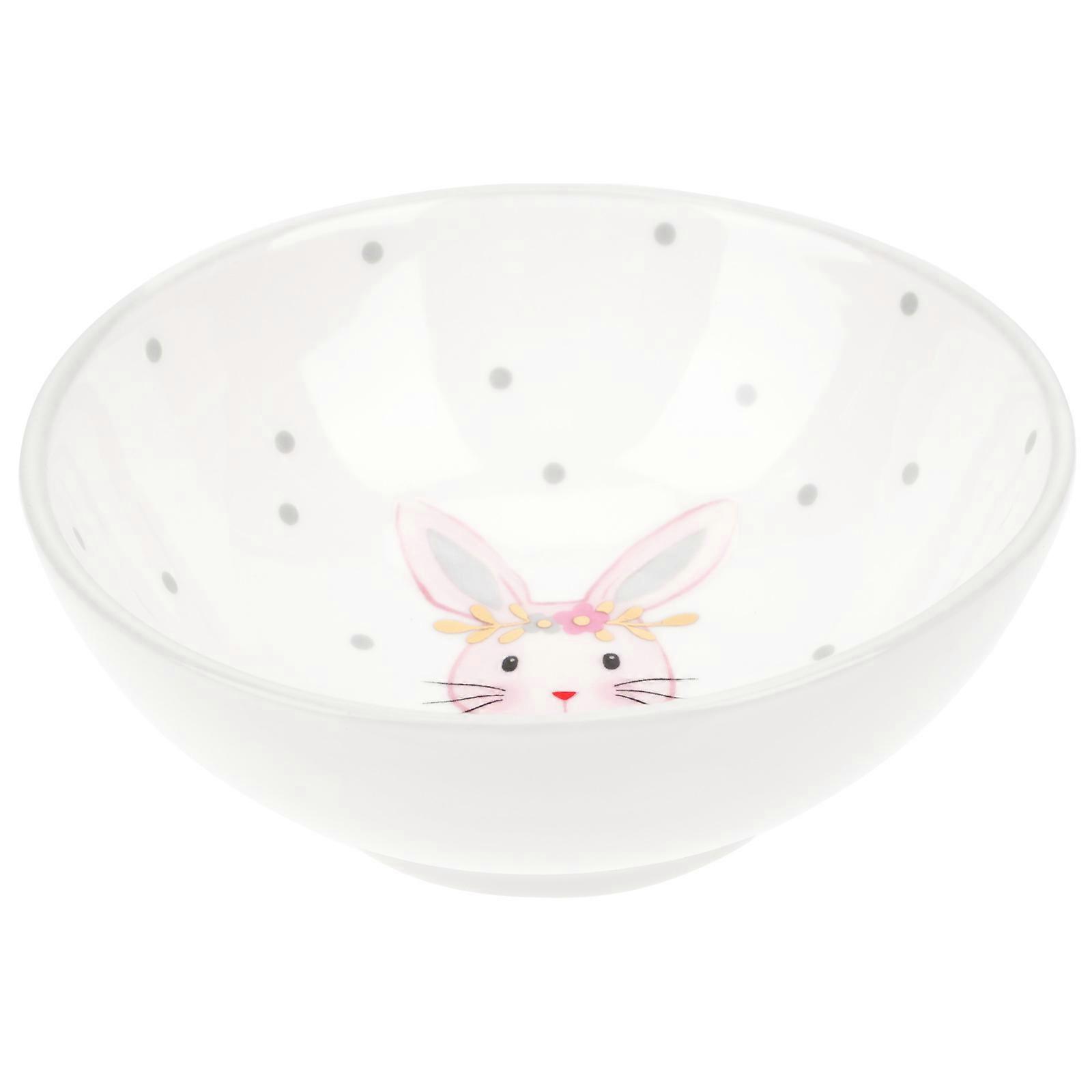 Ceramic Tableware Rabbit Pattern Shallow Bowl for Home Use