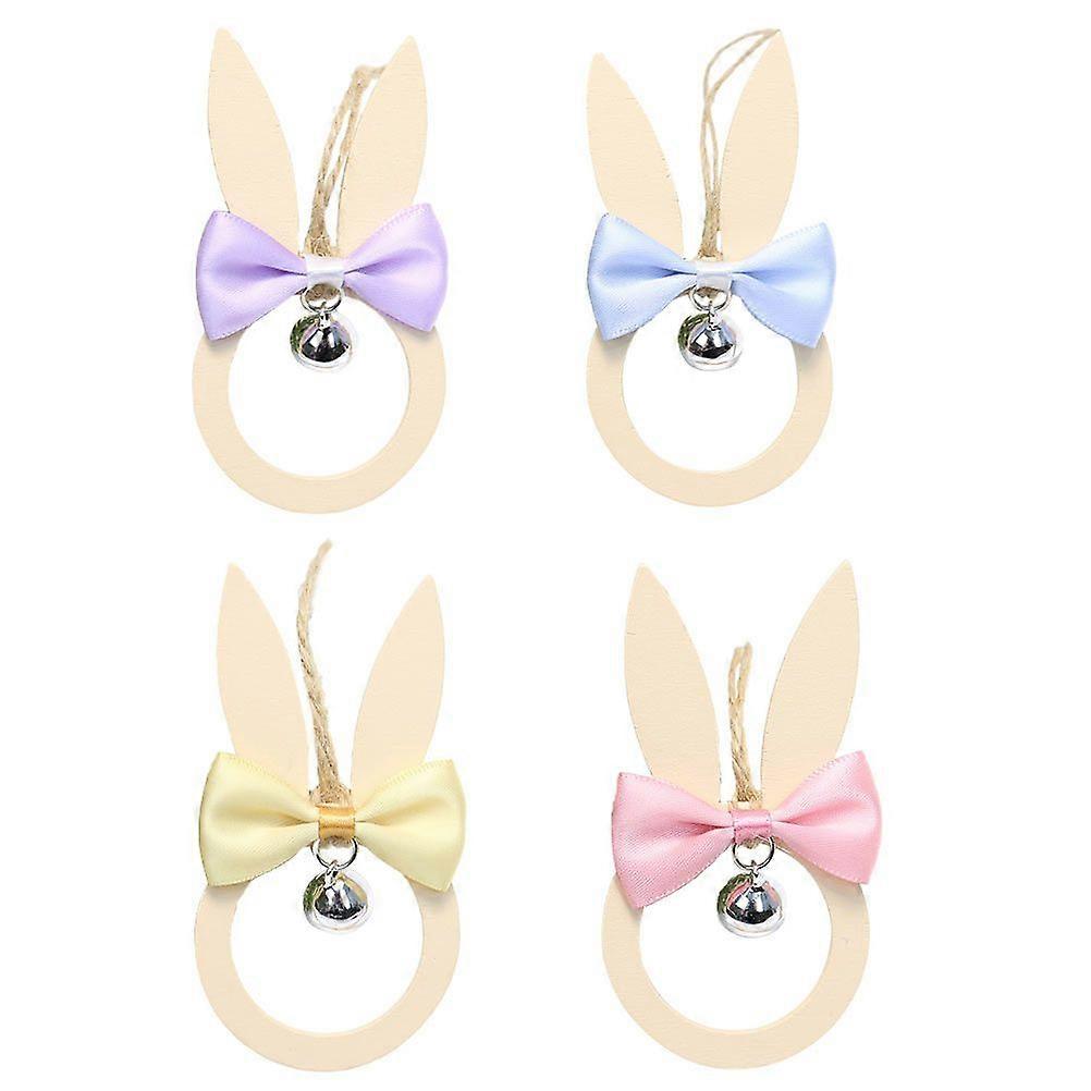 4pcs Easter Rabbit Pendants Creative Bell Rabbit Pendants Easter Scene Decors