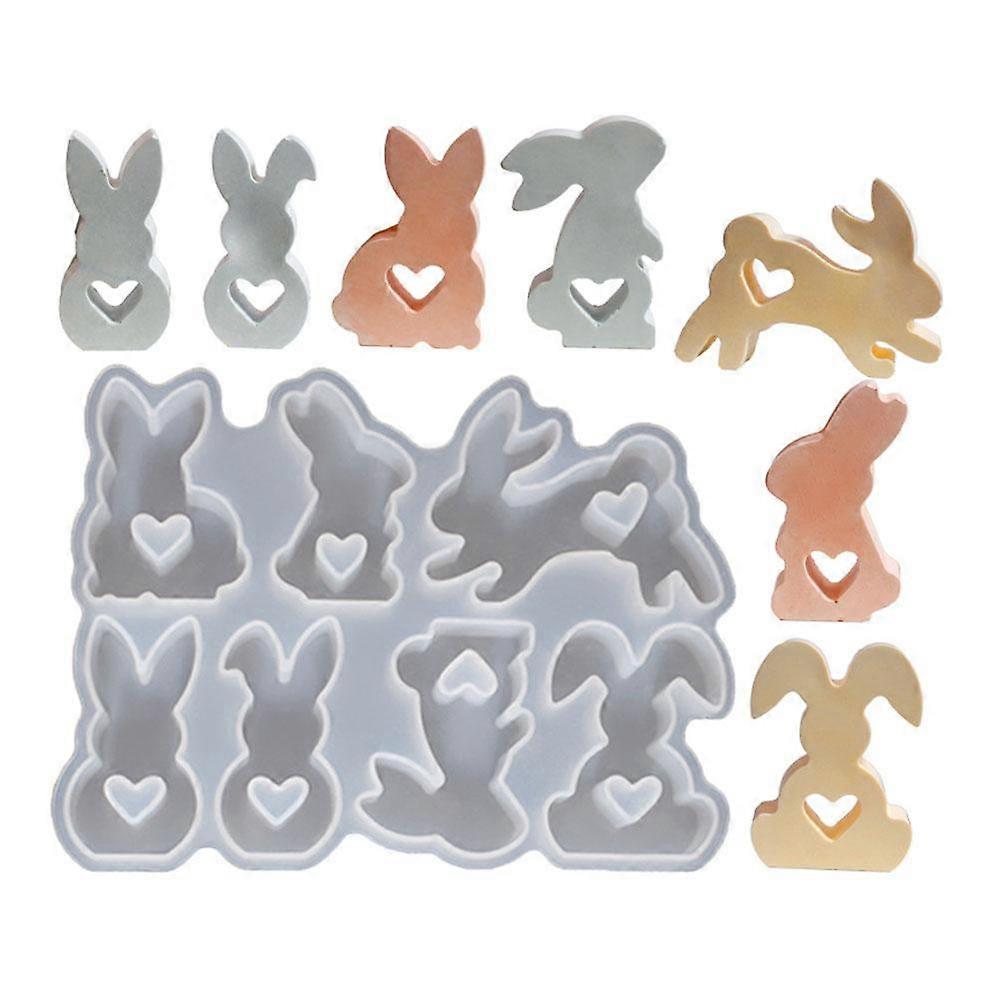 Heart-Shaped Rabbit Plaster Epoxy Candle Silicone Mold