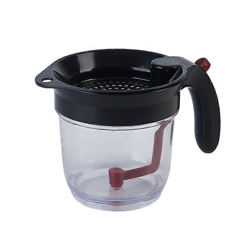 Fat Separator with Bottom Release, 4Cup Gravy Strainer with Builtin Filter, Clear Cup, Black Lid