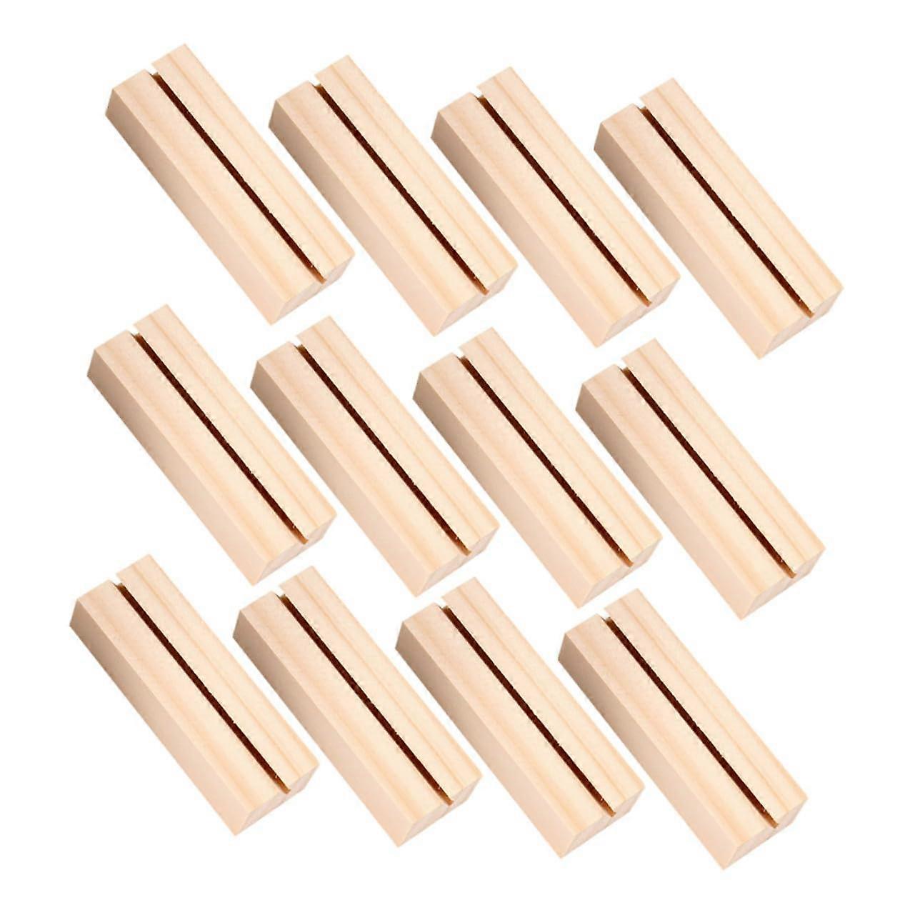 12pcs Rectangular Wooden Photo Holder Stand for Thick or Thin Cards, Rustic Tabletop Display