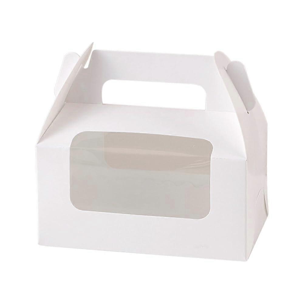 White Cake Boxes with Window, Foldable Drawer Design for Rolls, Pastries and Snacks Packaging