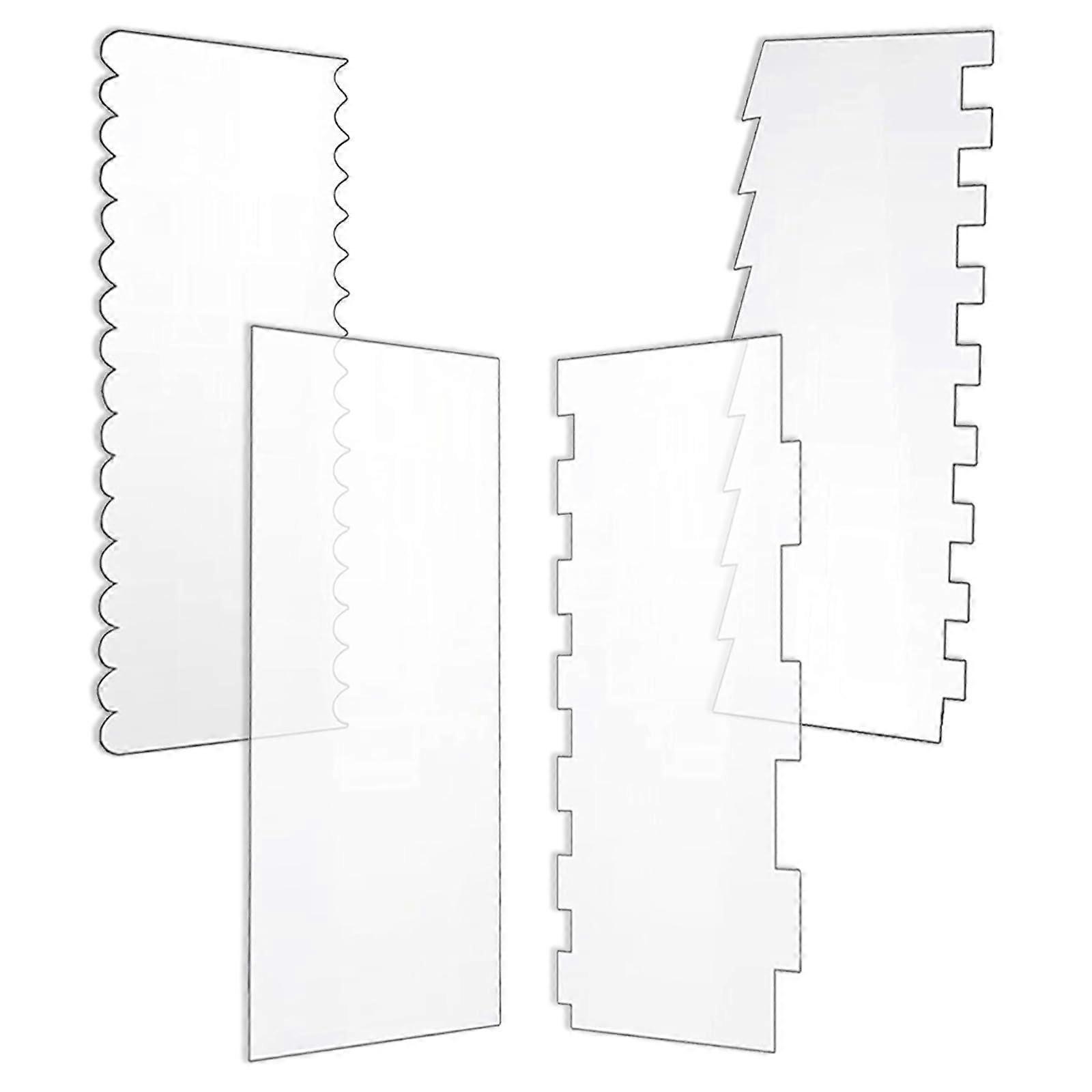 4 Pcs Acrylic Cake Scraper Set with 7 Pattern Designs Large Transparent Cake Smoother for Icing