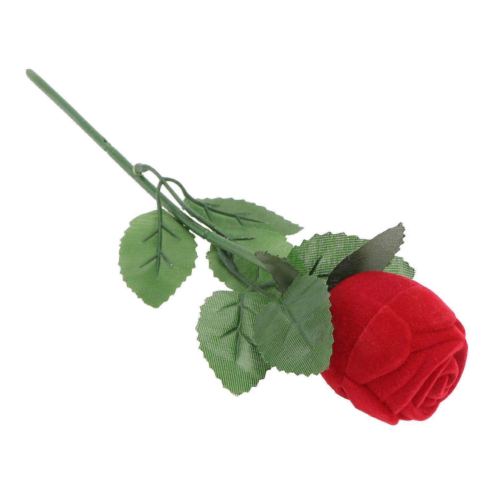 Red Rose Jewelry Box for Storage Creative Ring Case 1 Bouquet Simulate Rose Box