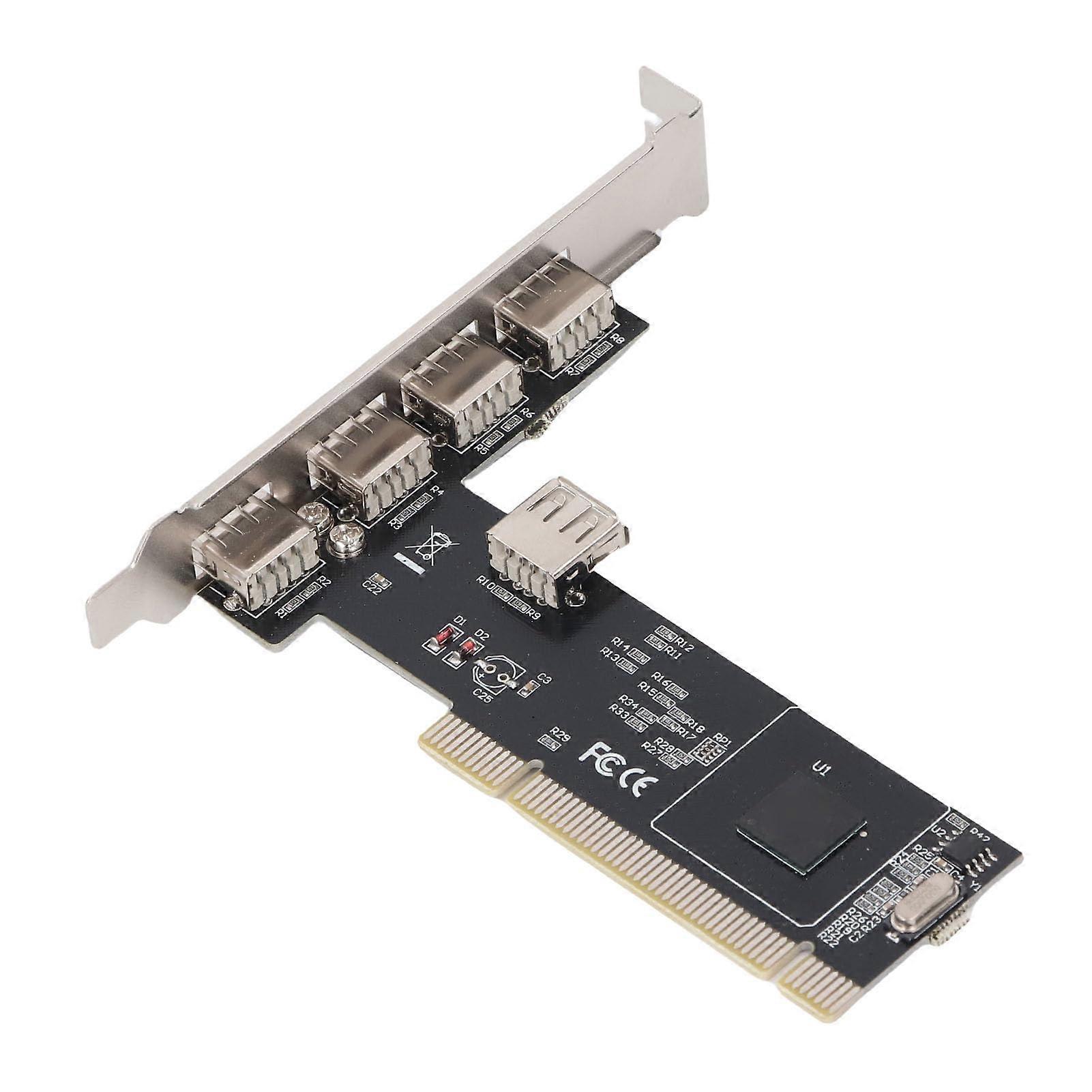 USB 2.0 PCI Expansion Card  Speed Data Transfer MultiPort Adapter for Desktop Windows 98/ME/2000/2003