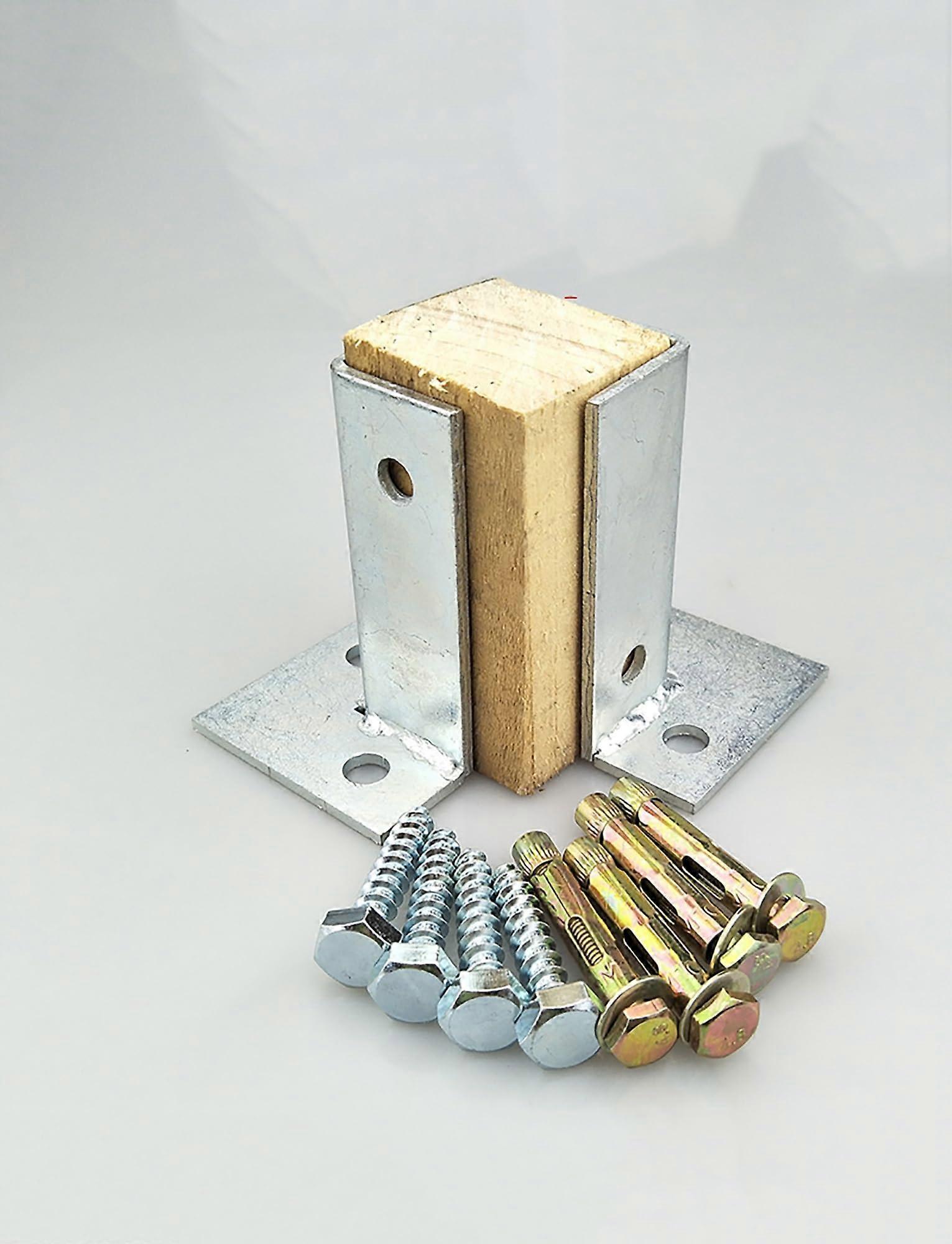 Adjustable Fence Post Base 2pcs Galvanized Bracket for Wood and Concrete Outdoor Deck Pavilion