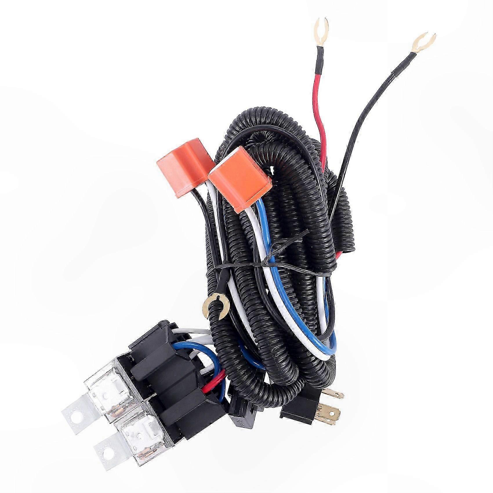 LED Headlight Relay Harness Kit with H4 Negative Switched Plug for Bulb Wiring