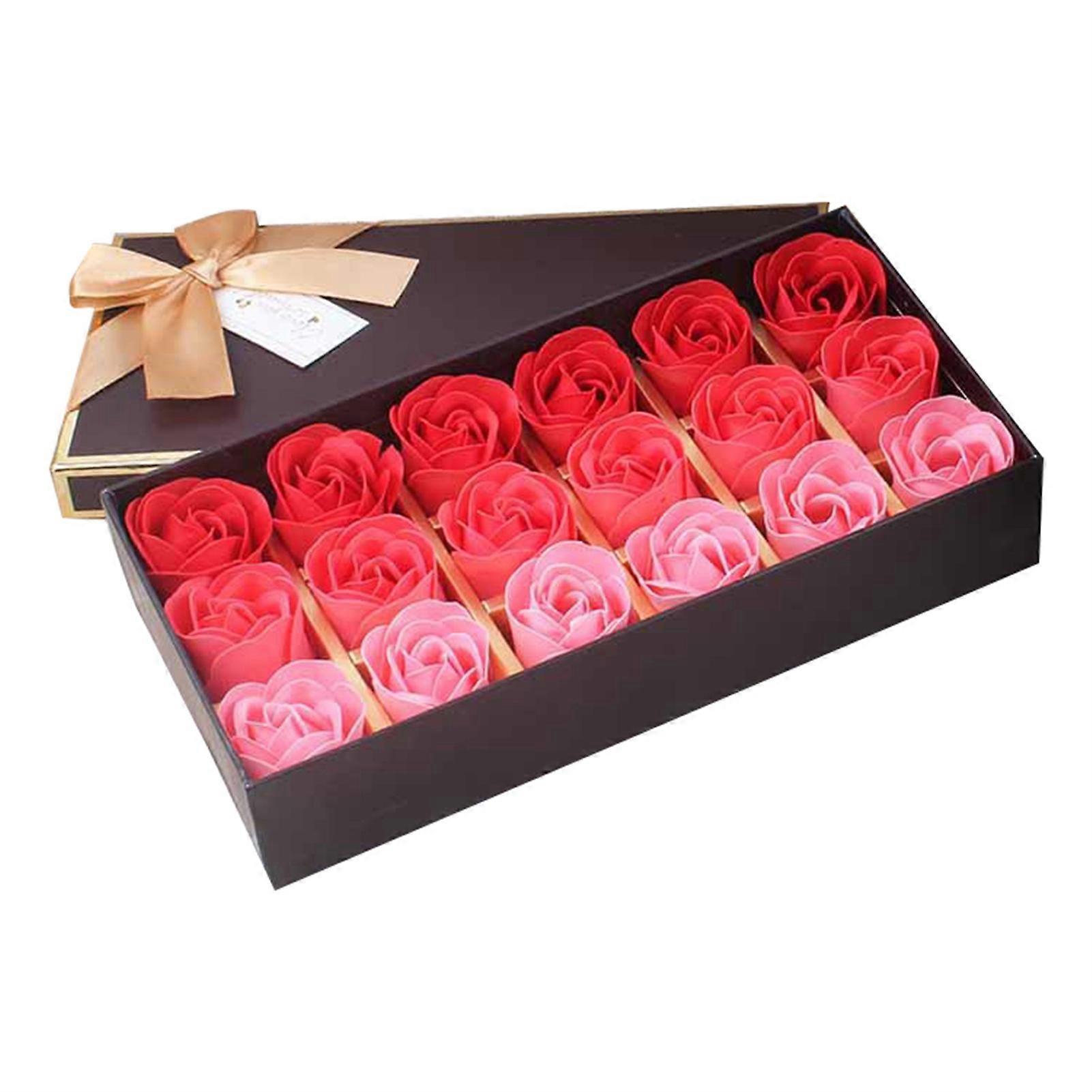 18Pcs/Box Artificial Flower Elegant Fragrant Multicolor High Simulation Soap Flower with Gift Box for Valentines Day