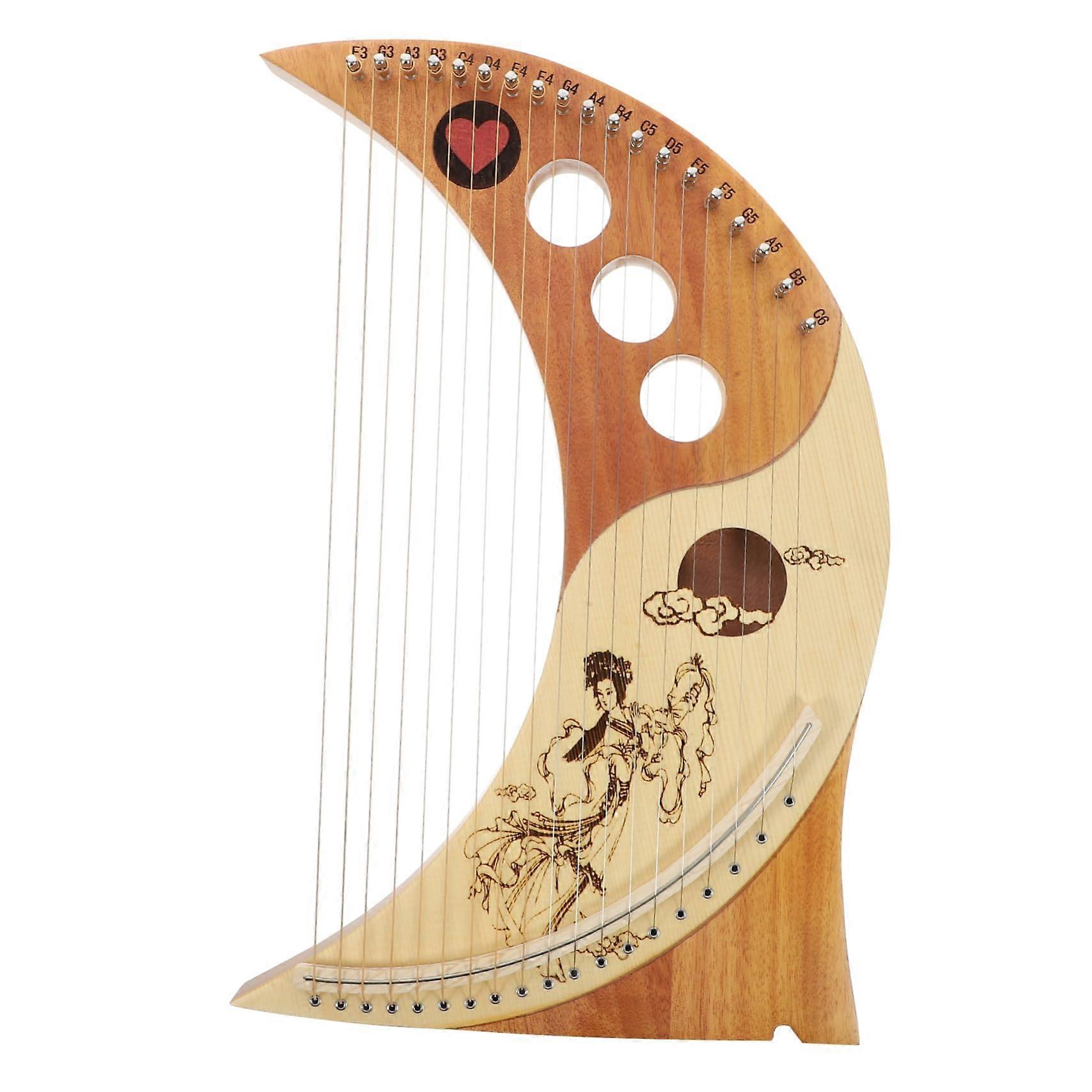 Lyre Harp 19 String Solid Wood with Durable Steel Strings for Beginners and Adults Random Color