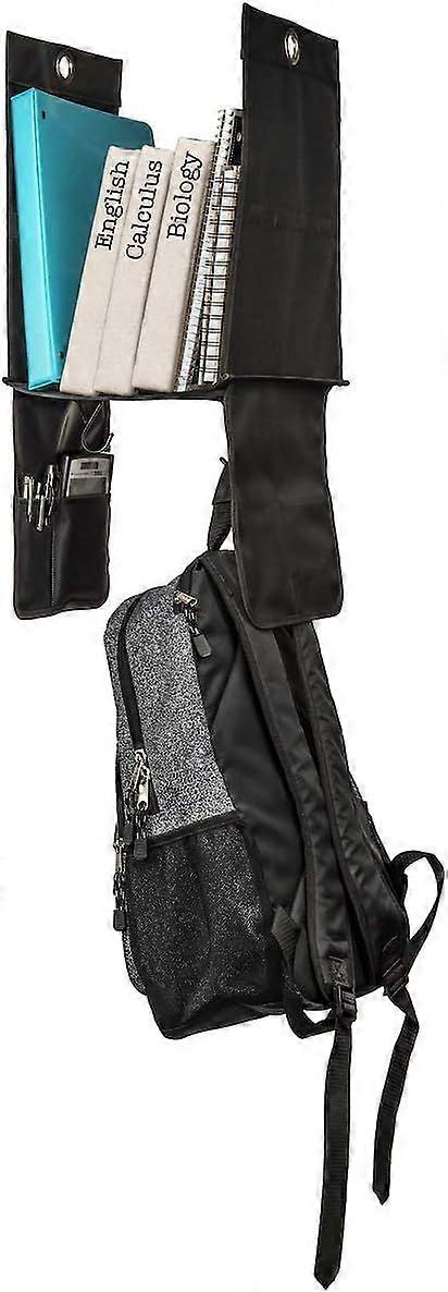 Hanging Locker Shelf Organizer with 2 Hooks and 4 Small Pockets