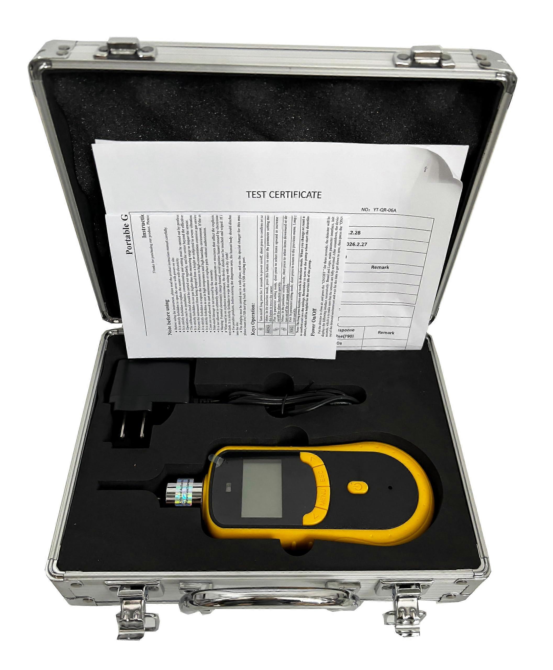 VOC Detector with PID Sensor, 01000ppm Range, 1ppm Resolution, USB Rechargeable Handheld Design