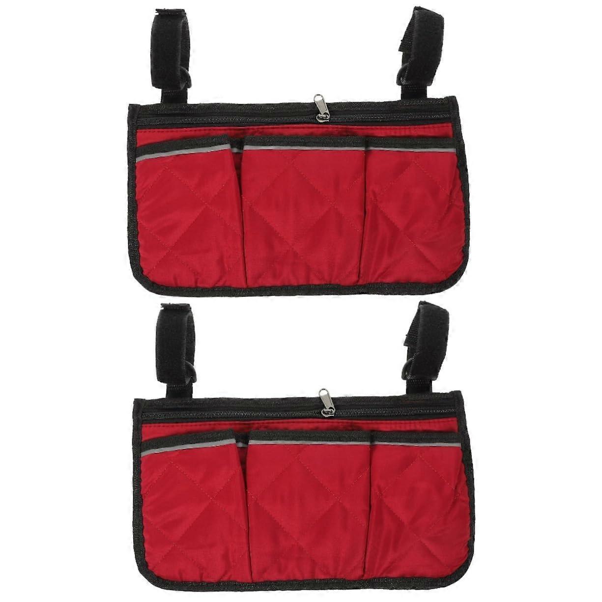 Wheelchair Side Bag with Multiple Pockets, Adjustable Strap Armrest Organizer for Keys Phone Wallet