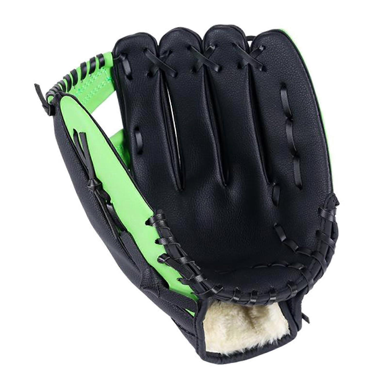 Youth Baseball Glove PU Leather Shock Absorption Protective Design for Training Practice Green