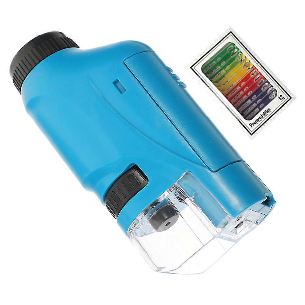 Biological Microscope for Magnifying Use Blue Plastic 1Set Simple Magnifier