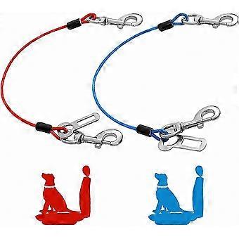 2-Pack Dog Car Harness, Chew-Resistant Coated Wire Design, Double Clips & Latch for Vehicle Safety Restraint Leash Accessories