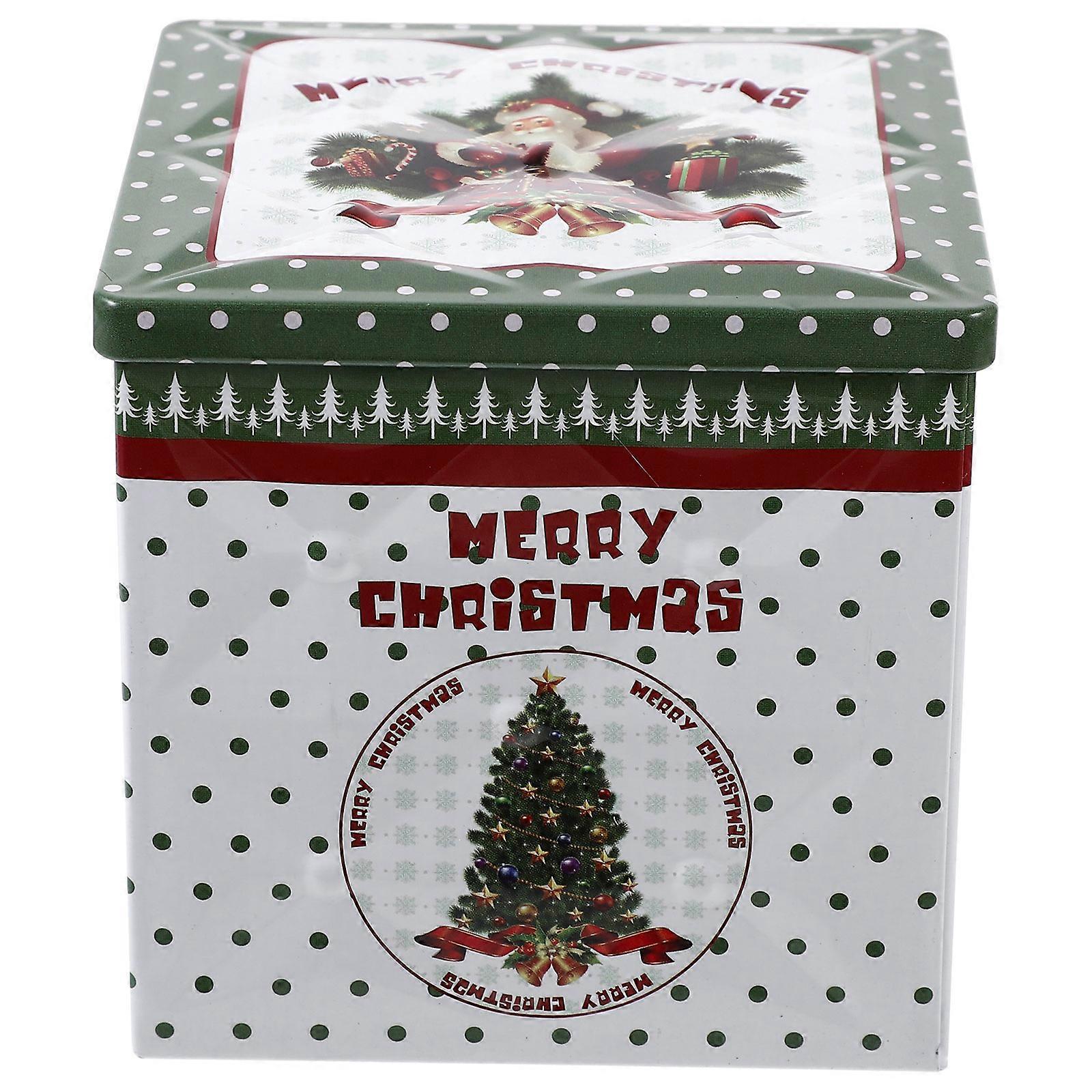 Christmas Biscuit Container Tinplate Box for Candy 2Pcs