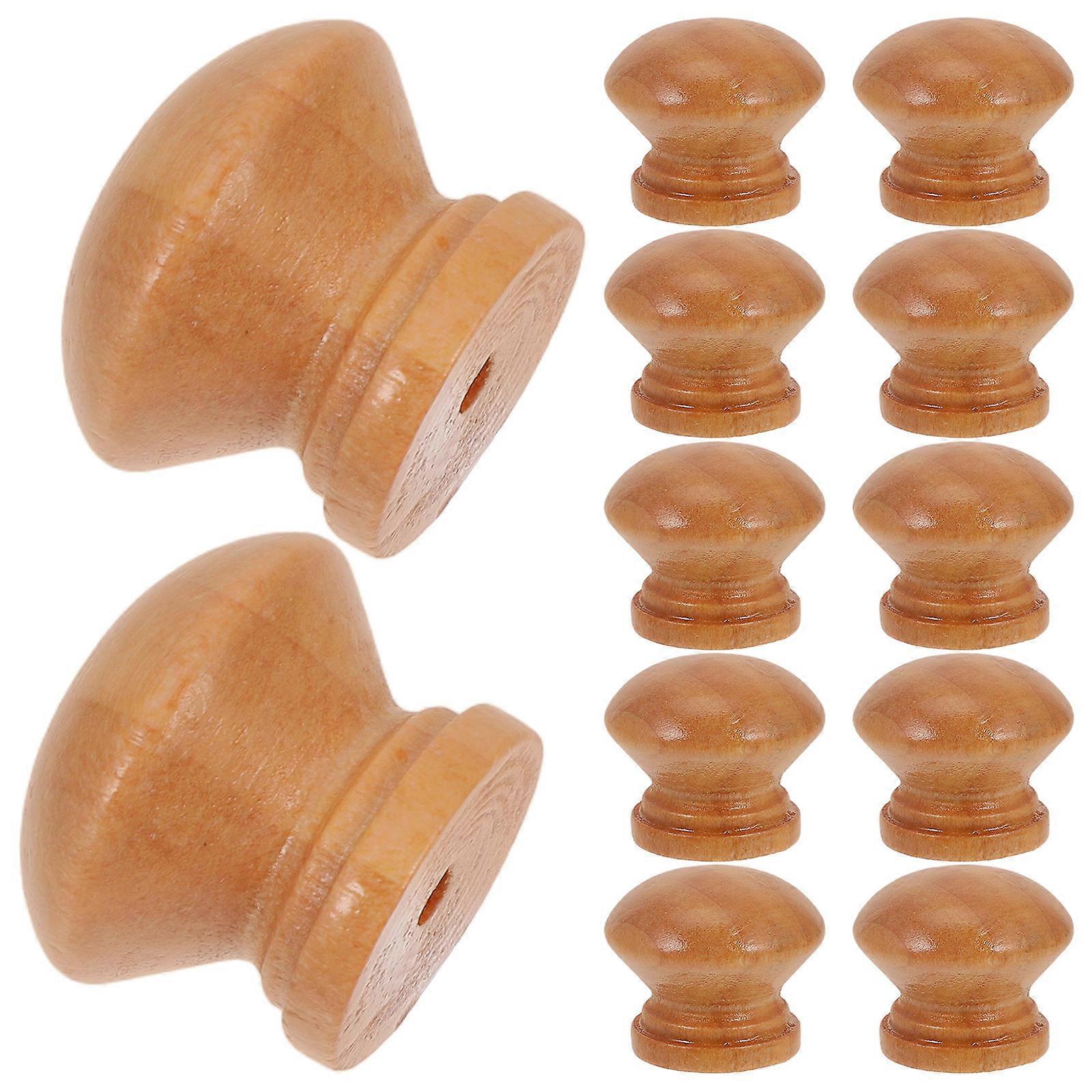 Wood Drawer Knobs Mushroom Shape for Drawer 60Pcs Light Yellow Solid Wood Pulls