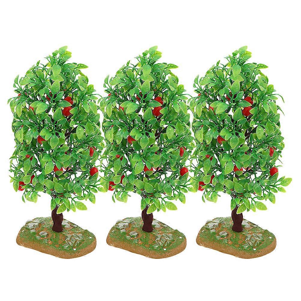 Mini Trees Artificial Fruit Tree Models for Train Scenery Decor 3Pcs