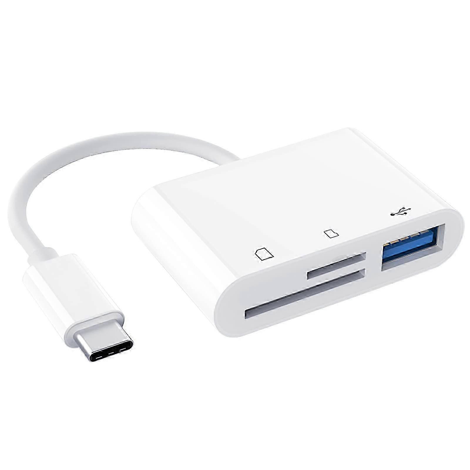 USB C to Micro SD TF Memory Card Reader, 3 in 1 Camera Card Reader Adapter