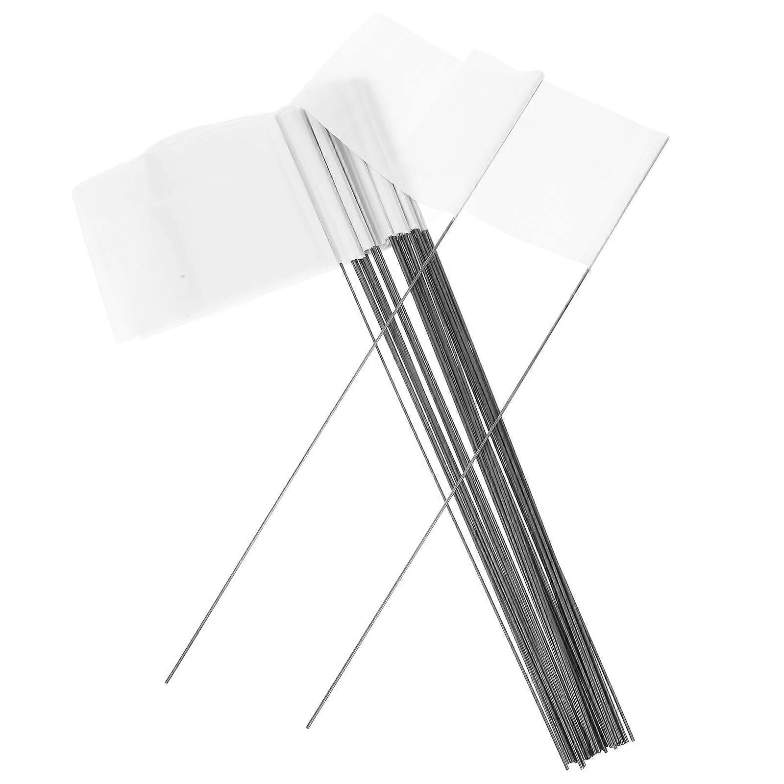 White Yard Marker Flags for Lawn Marking 50Pcs Cable Marking Flags