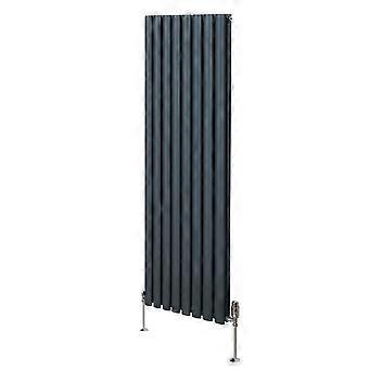 Oval Column Radiator 1600mm x 480mm & TRV Chrome Valves Modern Designer Double Panel Central Heating