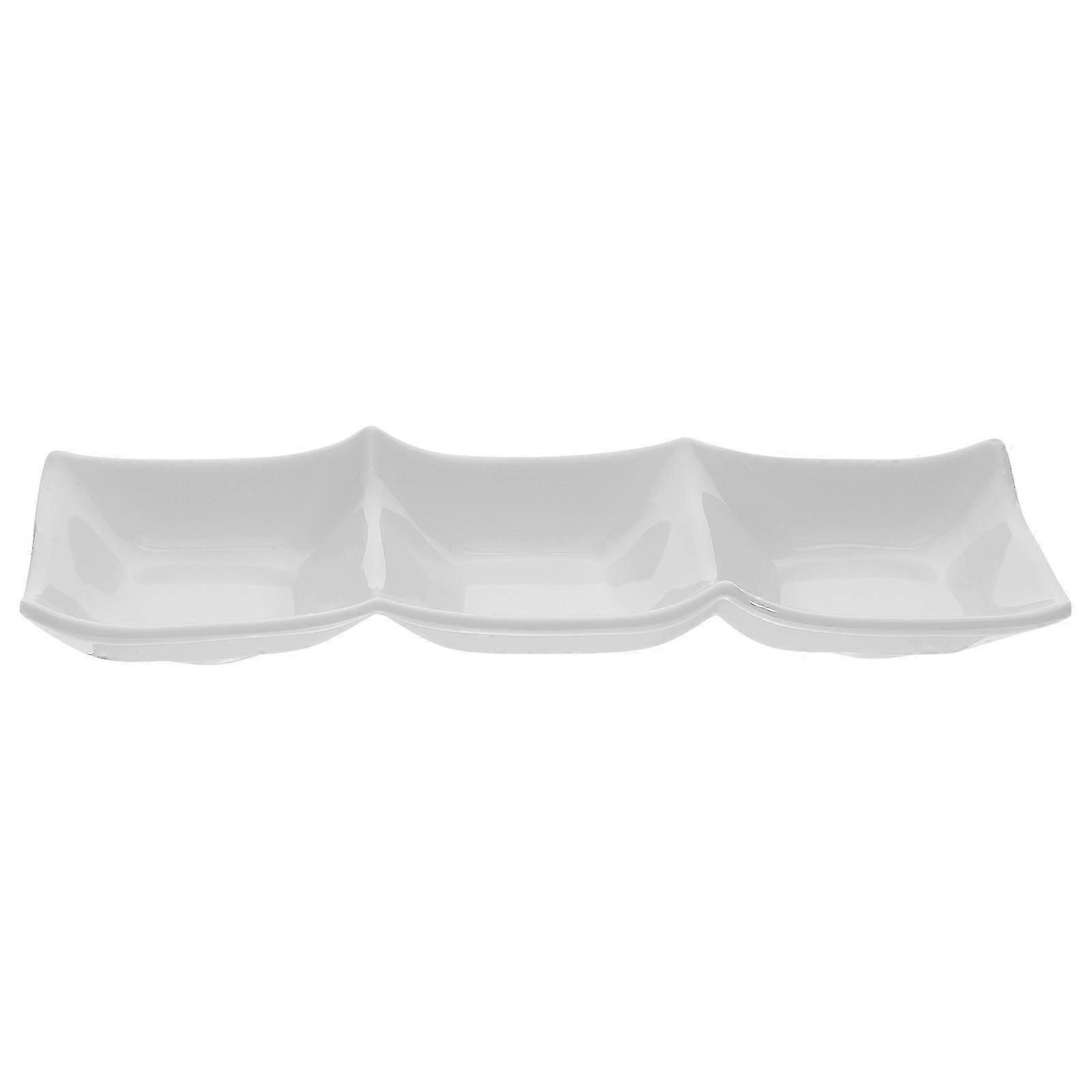 Practical Sauce Dipping Plates Three-Grids Serving Dish for Storage