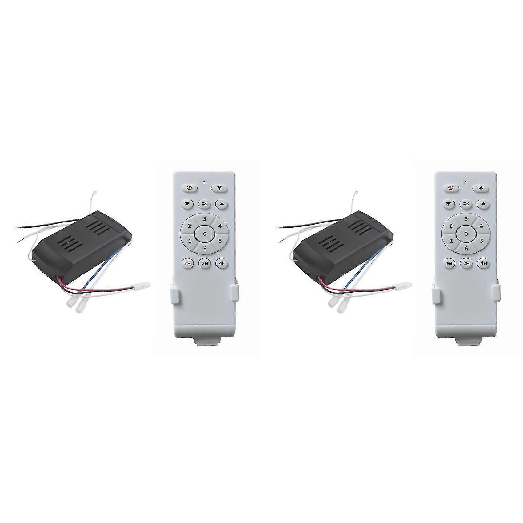 2X Universal Ceiling Fan Remote Control Kit Low Voltage 50w Dc Fan Light Driver Controller 6-Speed & Timing Remote